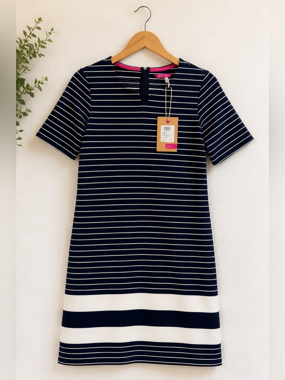 $119 New Joules U Marie Dress Size 6 Navy White Striped Shift Short Sleeve NWT - Picture 2 of 9